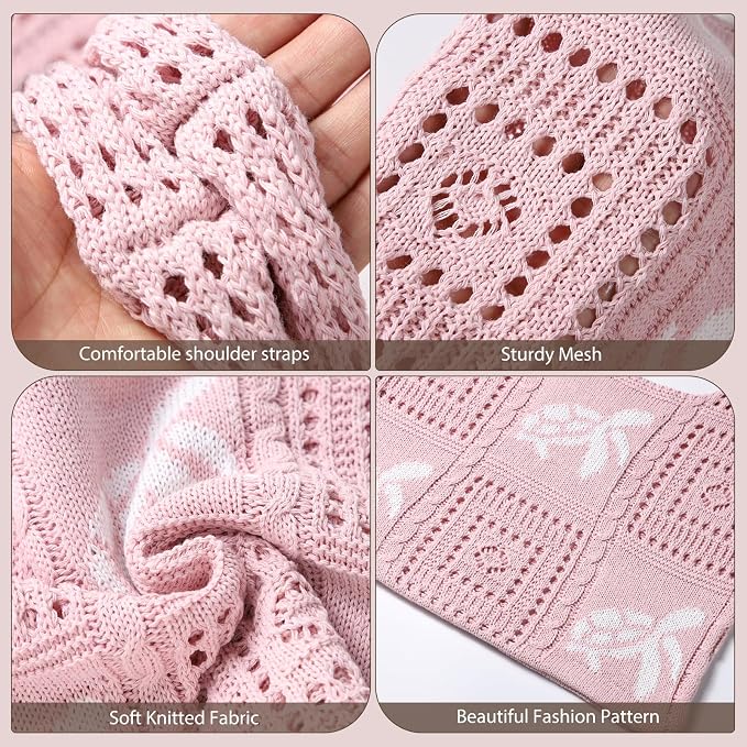 Sightor Crochet Tote Bag, Mesh Beach Bag Knit Summer Hobo Bag for Women | Beach Tote bag Vacation Outfits Aesthetic Boho Bag - Image 4