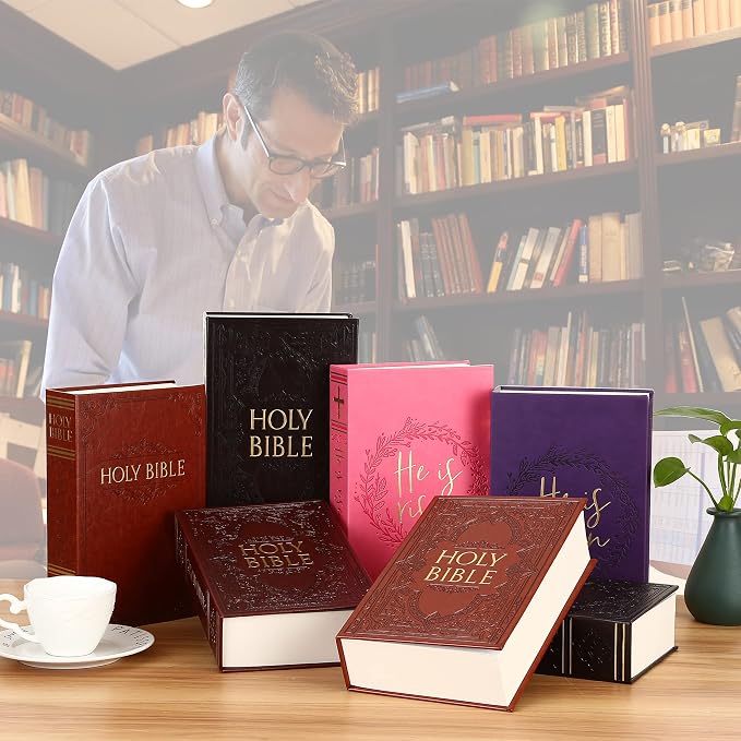 Holy Bible Diversion Book Safe with Key Lock, Secret Hidden Storage Box, Realistic Real Paper Pages, 9.3''x6.1''x2.3'', Includes 2 Keys, Sturdy Steel Metal Vault, Discreet Home Security Organizer - Image 7