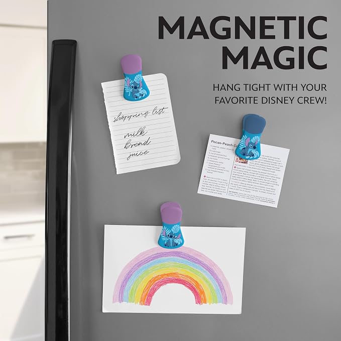 Disney Stitch Magnetic Chip Clips, Set of 6 | Airtight food storage bag clips for snack, cereal, and coffee bags, great for pantry and fridge, magnet displays kids artwork - Image 3