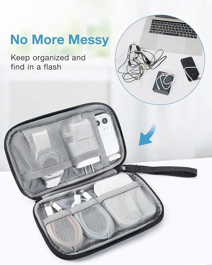 BAGSMART Cord Organizer Travel Cable Organizer Bag Tech Electronic Organizer Travel Case, Travel Essentials for Charger, Cable, Phone, Flash drive, Single Layer - Black | Travel Essentials, Tech Organizer Pouch, Cord organizer bag for Cables, Compact T... - Image 5