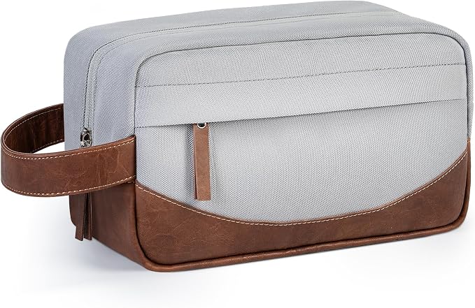 Travel Toiletry Bag for Men, Hanging Toiletry Organizer, Water Resistant Shaving Kit with Large Capacity for Travel Accessories (Grey, Medium) by Ezday