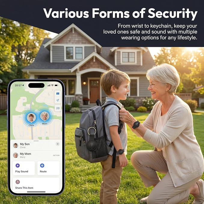 GPS Tracker for Kids, Real-Time GPS Tracking Device for Kids | Wearable Wristband & Keychain Design, No Monthly Fee/No SIM Card, Lightweight, Works with iOS Find My, IP68 Waterproof - Image 6