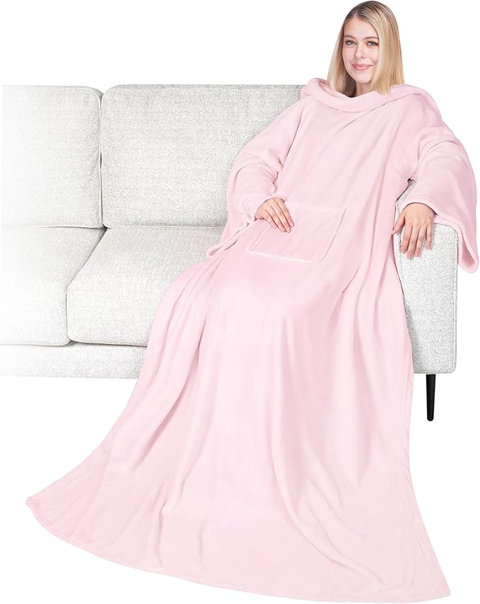 PAVILIA Wearable Blanket with Sleeves for Adult Women Men, Cozy Fleece Warm Wrap Throw with Arms, Gifts for Christmas, Wife by PAVILIA