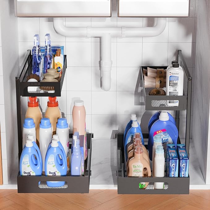 TISTAYA Under Sink Organizer, Silk-Smooth Metal Sliding Drawer Organizers and Storage Rack, Pull Out Cabinet Shelf for Kitchen, Bathroom, Pantry, Cabinet, Closet - Image 9