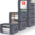 6 Pack Storage Bags for Clothes Blanket Storage Bins with Lids | Foldable Closet Organizers with Zippers,Window and Handles,Fabric Storage Bins for Sweater,Comforter,Bedding,Dorm essentials by Fabtotes
