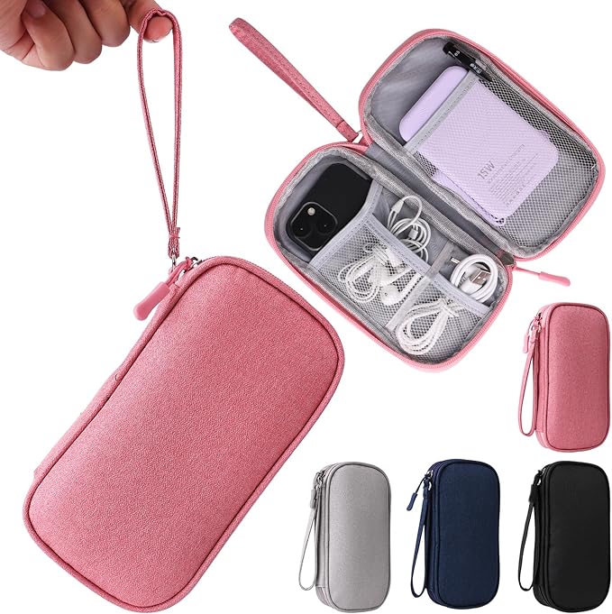 Pink Universal Cable Organizer - Electronics Accessories Bag for Charger, Phone, Memory Card & Travel Gadgets by KINMINGZHU