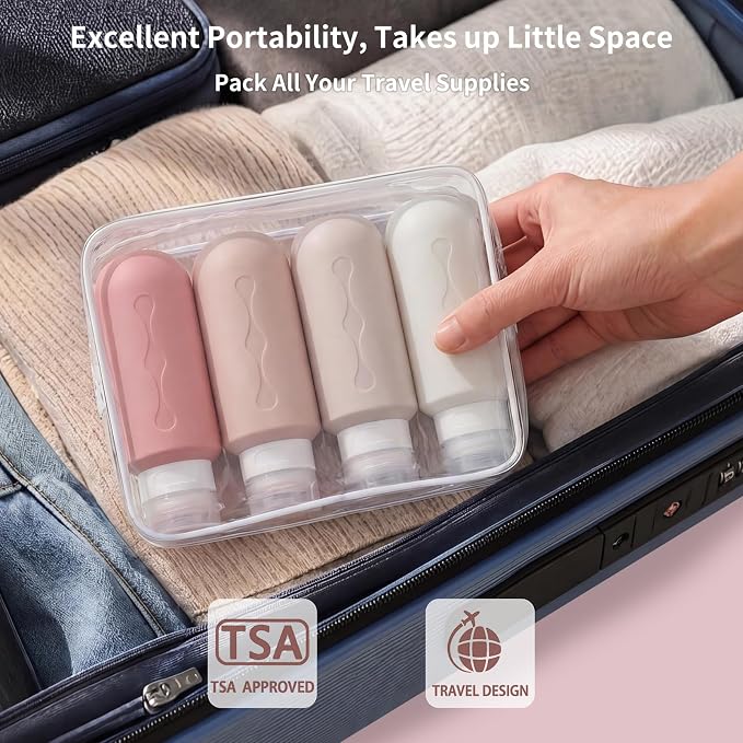 Gemice Travel Bottles for Toiletries, Tsa Approved Travel 6oz Size Containers with Clear Bag, BPA Free Leak Proof Travel Tubs Refillable Liquid Travel Accessories for Cometic Shampoo Lotion - Image 4