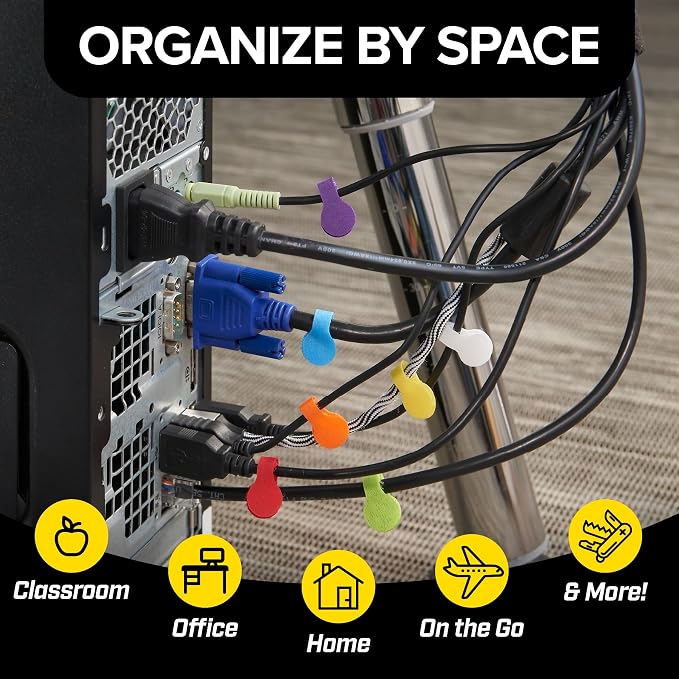 Cable Labels - Wrap-It Storage - Mini, Multi-Color (60 Pack) | Colorful Cable Label Tags, Charger Labels, Cable Labels Tags, and Wire Labeler Using Color Coded Labels - Image 5