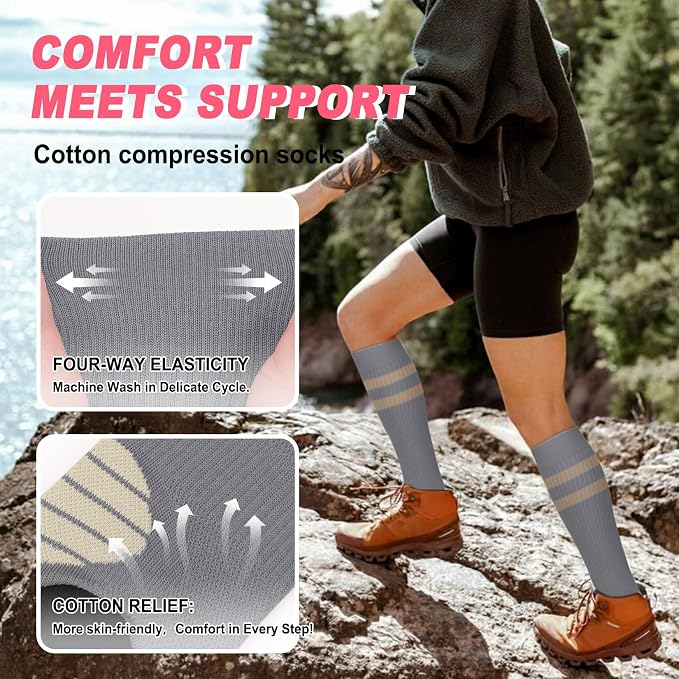 4 Pairs Compression Socks for Women Circulation-Best Support for Nurses,Running,Athletic,Travel - Image 4