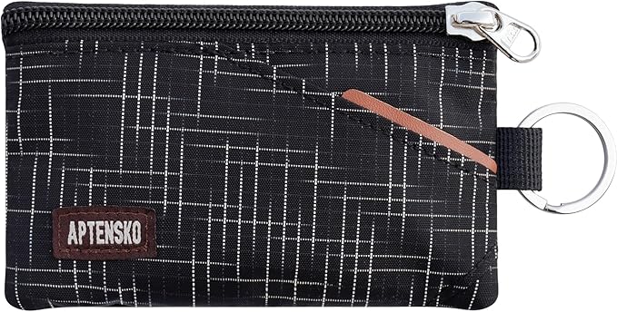 RFID Blocking Travel Wallet with Adjustable Lanyard, Small Nylon Zipper Pouch and Badge Holder for ID, Credit Cards, Cash, Keys, Commuters (Black+) by APTENSKO