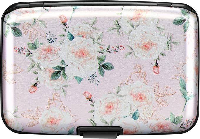 RFID Aluminum Wallet Credit Card Protector Case Holder for Men Women | Mini RFID Aluminum Wallet Credit Cards Holder Business Card Case Metal ID Case for Men Women(Pink Rose) - Image 4