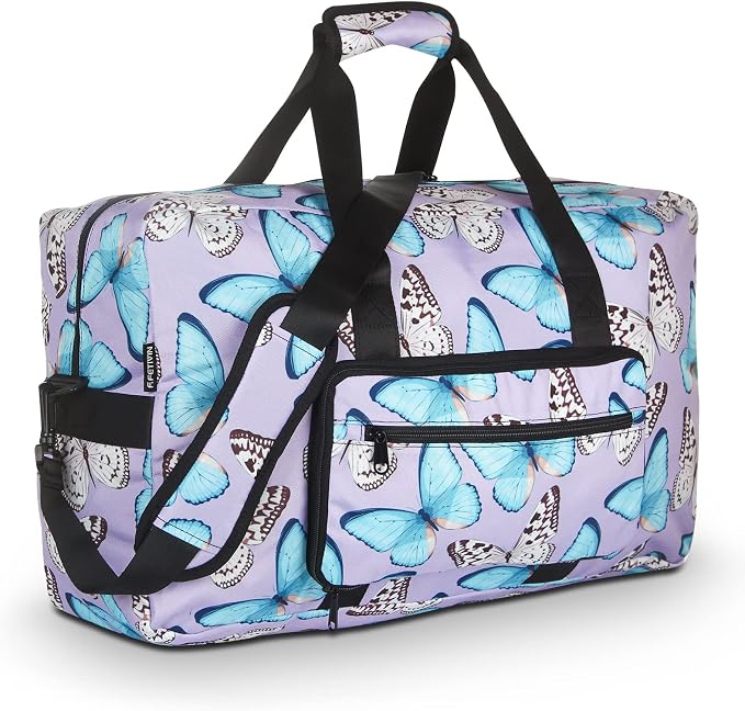 F.FETIVIN Weekender Bag Carry On Travel Duffle Medium Overnight Bag for Women(Butterfly) by FFETIVIN