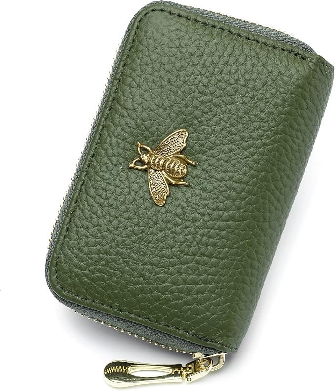 imeetu RFID Credit Card Holder, Small Card Wallet Women, Leather Card Case | Genuine Leather Women's Card & id Cases, Change Coin Purse with Zipper Keychain id Window, 20 Colors & 3 Styles, Daily, Gifts by imeetu
