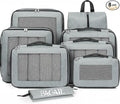 BAGAIL 8 Set Compression Packing Cubes, Expandable Luggage Organizer Bags for Travel Accessories (Gray) by BAGAIL