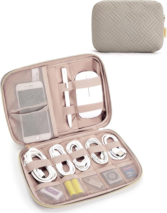 BAGSMART Electronics Organizer Travel Case, Cable SD Card Phone Accessories Organizer Bag for Women Travel Essentials, Warm Grey by BAGSMART