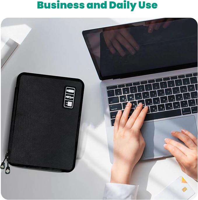 Cord Organizer Travel, Electronics Organizer Tech Pouch - Portable Cable Organizer Bag for Cords, Charger, Phone, SD Card, Power Bank for Travel & Daily Use -Black Green - Image 6