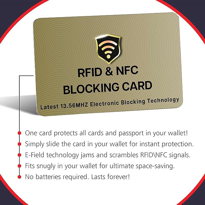 SaiTech IT 10 Pack RFID Blocking Card for Credit Debit ID Card, Golden | Slim Anti-Theft Contactless NFC RFID Blocker Protector, Easily Fit into Wallet and Purse, for Men & Women - Image 7