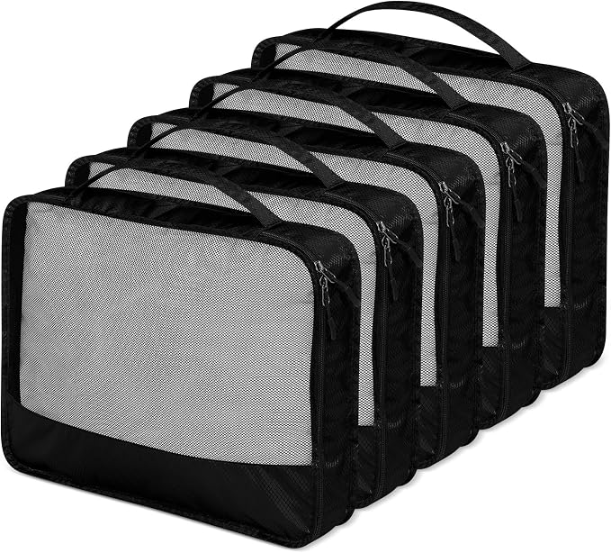 5 Pcs Packing Cubes for Suitcase Large Travel Cubes Carry on Luggage Organizer Bags for Clothes Accessories(L,Black) - Image 5