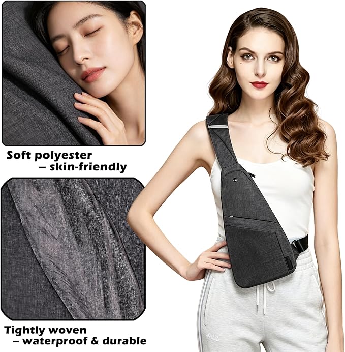Slim Anti Theft Sling Bag Small Travel Pack Pickpocket Proof Crossbody Bag | Anti Theft One Shoulder Bag Flat Anti Pickpocket Bag Travel Pouch Passport Bag Secure Purses for Men Women lightweight - Image 5