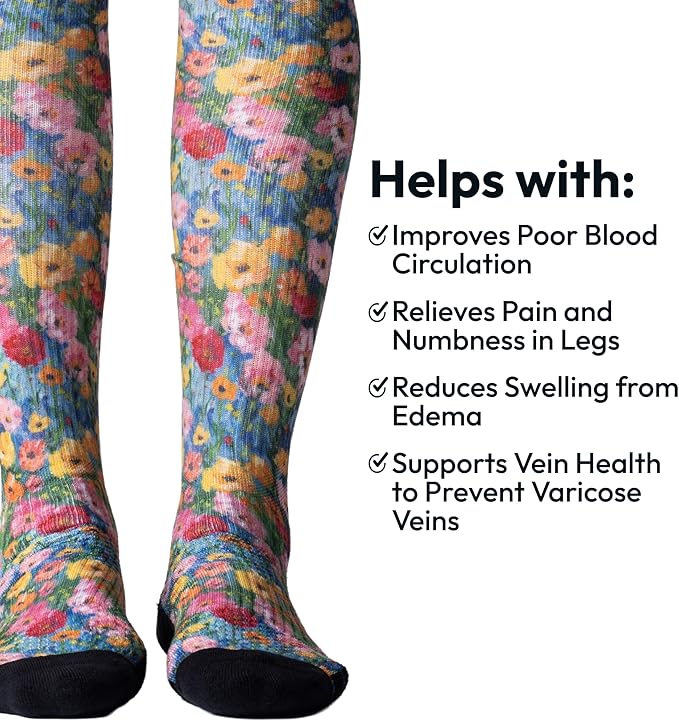 Viasox Compression Socks for Women and Men, Knee High Socks 12-15 mmhg Circulation Support for Flight, Travel, Daily - Image 3