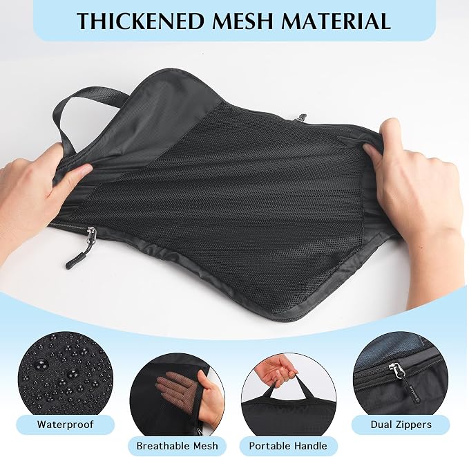 PFEYRPK Lightweight Compression Packing Cubes for Suitcases, Compressible Expandable Travel Packing Organizer with Clear Toiletries and Backpack Bag, Travel Essentials for Carry on Luggage 7 Set - Image 4