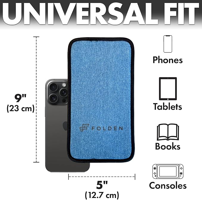 Airplane Phone Holder - Foldable Phone Stand for Plane Travel | Blue Denim,Tabletop Mount Desk, Plane Tray Seat back, Treadmill, Fits iPhone Cell Phone, 9 x 4.3 in - Image 4