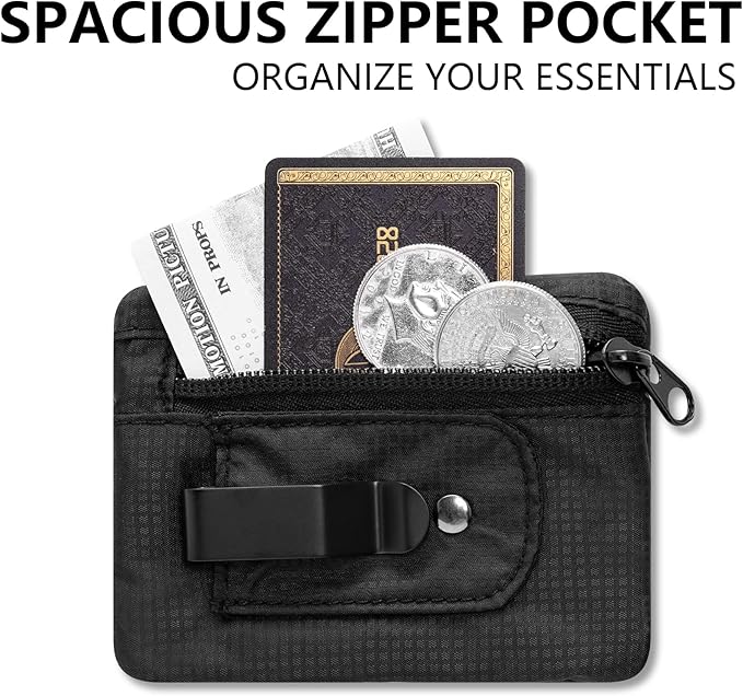 KOSMCCO RFID Blocking Clip Stash Pocket Travel Belt Wallet, Black | Compact Hidden Design, For Cards & Cash, Slim Pickpocket-Proof, Everyday Carry - Image 2
