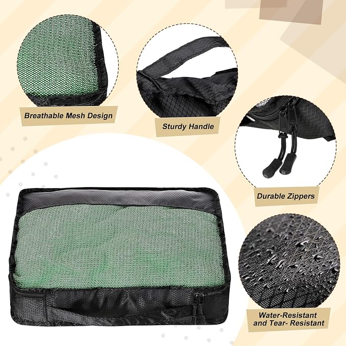 5 Pcs Packing Cubes for Suitcase Large Travel Cubes Carry on Luggage Organizer Bags for Clothes Accessories(Mixed,Black) - Image 3