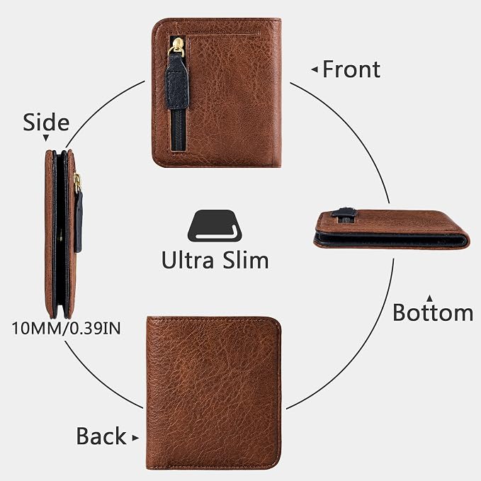 Gostwo Small Wallet for Women, Slim Bifold Credit Card Holder, Compact RFID Blocking Cash Wallet, Billfolds Thin Leather Zipper Pocket, Mini Wallet Gift for Ladies Teen Girls Travel with ID Window - Image 4