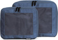 Compression Packing Cubes for Travel, 2-Pack, Dark Blue | Solves overpacking, 2-Piece set fits most carry-ons, 50% Space savings, Compression luggage organizer bags by Aerotrunk