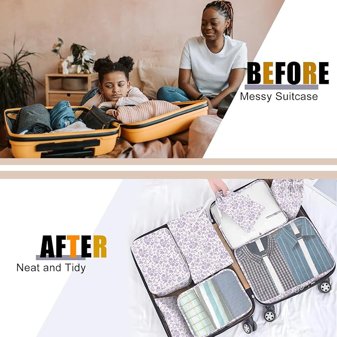 Packing Cubes for Travel - 8 Set Luggage Organizer Bags for Family, Mesh Breathable Packing Cubes for Suitcases Durable Travel Essentials Bags Set - Image 4
