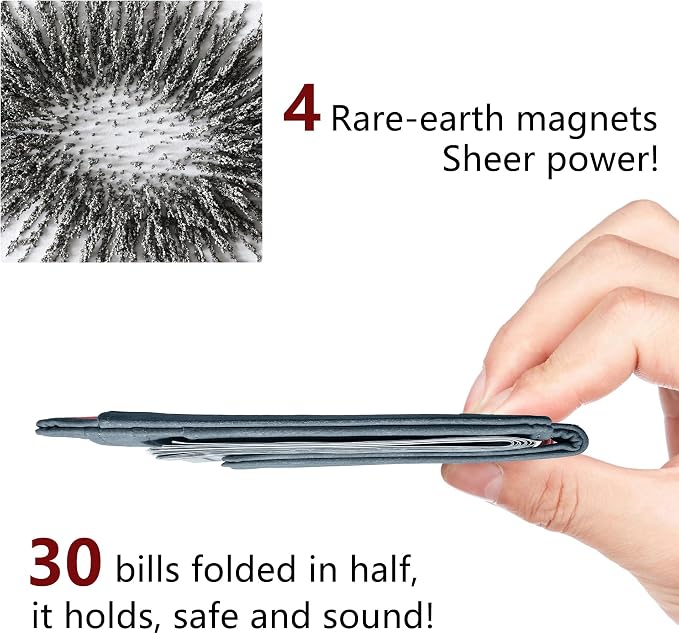 Toughergun Slim Wallet for Men RFID Blocking Money Clip, Minimalist Front Pocket Credit Card Holder, Magnetic Thin Mens Wallets with ID Window - Image 5