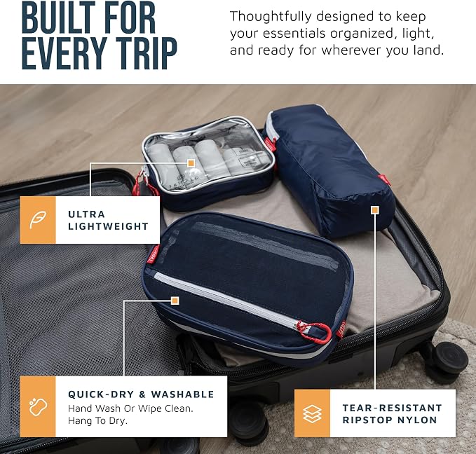 TRIPPED Travel Gear 3-Piece Travel Toiletry Bag Set | Includes Hanging Toiletry Bag, 311 TSA Liquid Bag, and Accessory Organizer Pouch with Lightweight Ripstop Construction - Image 2