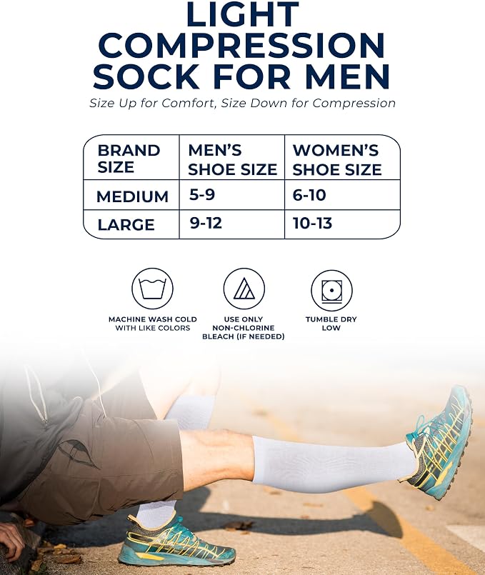 Pembrook Cotton Light Compression Socks for Women & Men - 3 Pairs | 8-15 mmHg Comfort Compression Socks for Men & Women - Image 6