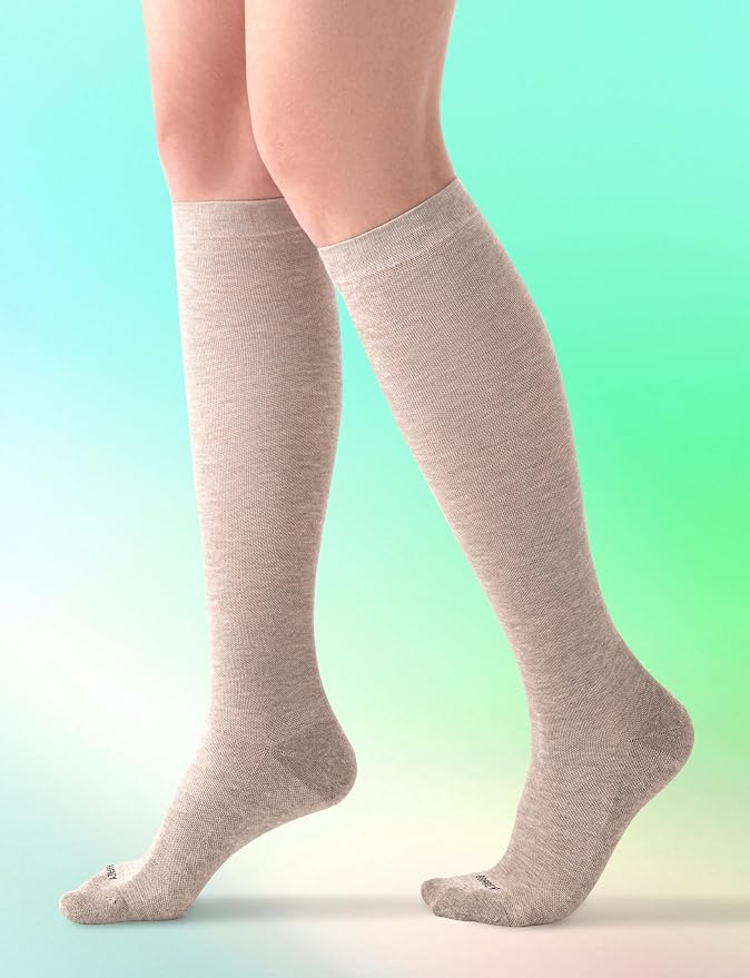 Bamboo Viscose Compression Socks with Reinforced Sole - Knee High Womens Support Socks with Seamless Toe, 18-25 mmHg - Image 7