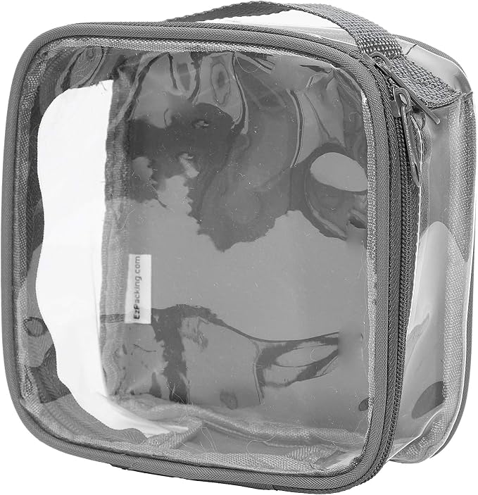 Clear TSA Approved 3-1-1 Travel Toiletry Bag for Carry On/Quart Size Transparent Liquids Pouch for Airport Security/Reusable See Through Vinyl & PVC Plastic Organizer Men Women (Gray) by EzPacking
