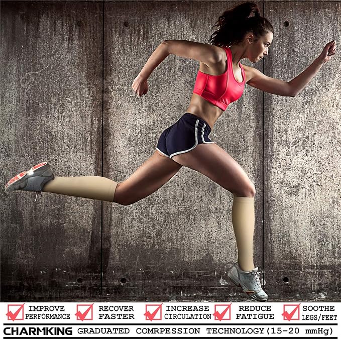 CHARMKING Compression Socks for Women & Men, 4 Pairs, Travel Nurse Athlete | Graduated 10-15mmHg compression, soft stretch fabric, boost blood circulation, relieve leg swelling, ideal for travel, nurses - Image 2