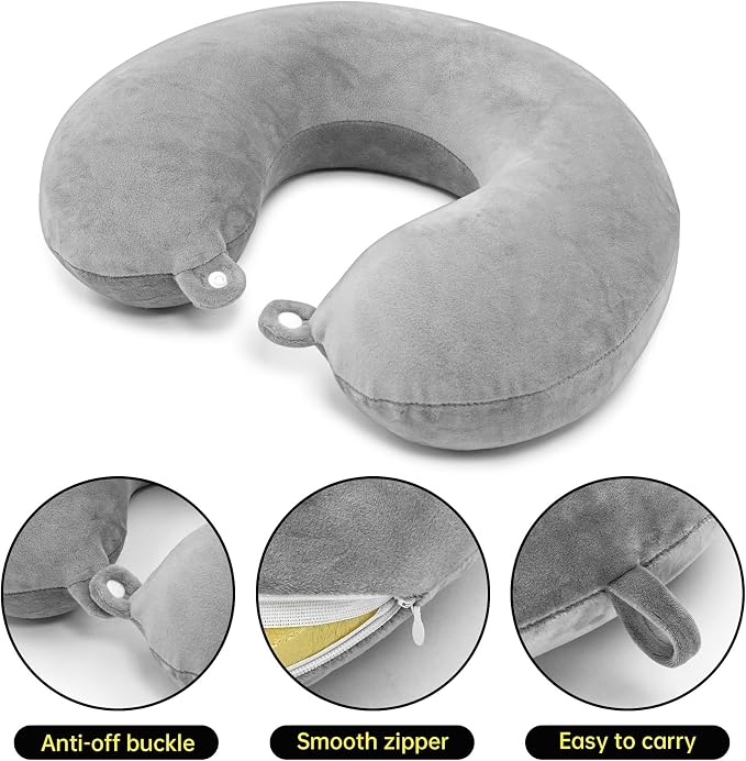 2 Packs Travel Neck Pillow Cover, Reusable U Shaped Washable Soft Smooth Airplane Pillow Cover - Image 3