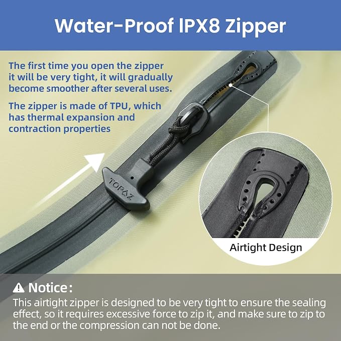 BAGAIL TPU Vacuum Bag for Travel, Reusable Compression Bag with IPX8 Waterproof Zipper, Save Space for Suitcase, Backpack and Carry on (Olive Green, Large, With Pump) - Image 3