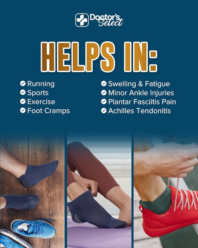 Doctor's Select Copper Ankle Compression Socks for Women and Men - 4 Pairs | Athletic Running Plantar Fasciitis Socks - Image 4