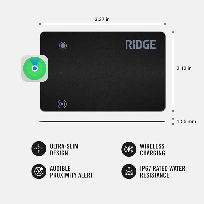 Ridge Wallet Tracker Card Compatible with Apple Find My, Slim Tracking Card - Wallet Finder, Item Locator for Luggage Tags, Passports, Phone - MFi Certified, IP68 Water Resistance - Image 2