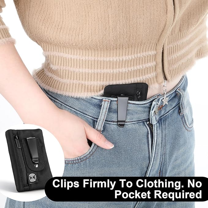RFID Blocking Clip Stash Pocket, Ultra Thin Anti-Theft Travel Pouch, Compact Hidden Travel Belt Wallet for Cards & Cash Pickpocket Hidden Clips Stash Credit Card Holder for Everyday Carry Traveling - Image 3