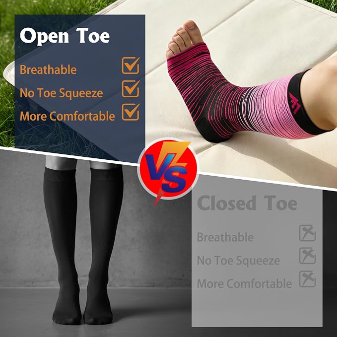 5/6 Pairs Graduated Compression Socks for Women&Men 20-30mmhg Knee High Socks Travel Hiking Running Stocking - Image 3