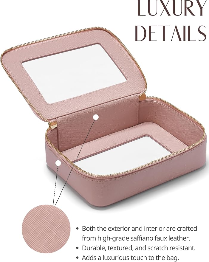 Clear Makeup Bag Travel Cosmetic Case Toiletry Bag with Zipper Make Up Case Traveling, Stone, Medium and Large - Image 6