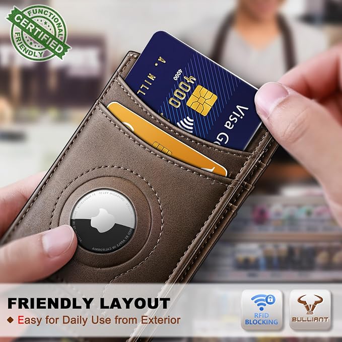 BULLIANT Magnetic Slim Leather Airtag Wallet Money Clip For Men 12Cards | RFID Blocking | Easy Access | Gift Boxed | Pocket Fit - Image 6