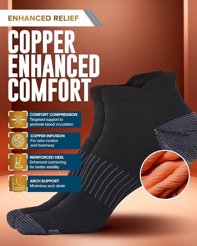 Doctor's Select Copper Ankle Compression Socks for Women and Men - 4 Pairs | Athletic Running Plantar Fasciitis Socks - Image 2