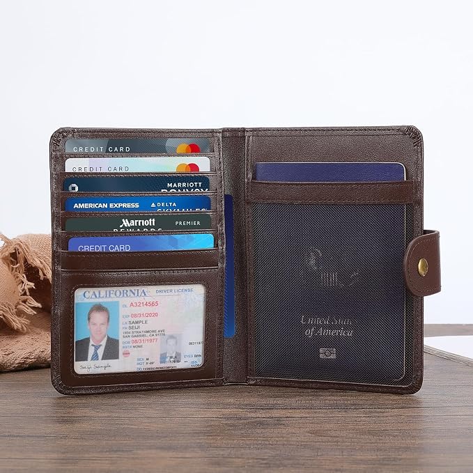 Polare Luxury RFID Blocking Leather Passport Holder Travel Wallet For Men and Women (Coffee with AirTag Slot(Snap Version)) - Image 7