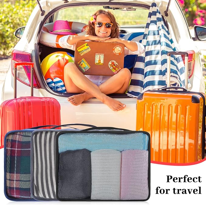 Tudomro 12 Pcs Large Packing Cubes Luggage Organizers for Suitcase Mesh Travel Organizer Bags Travel Packing Organizers for Traveling Camping Hiking - Image 4