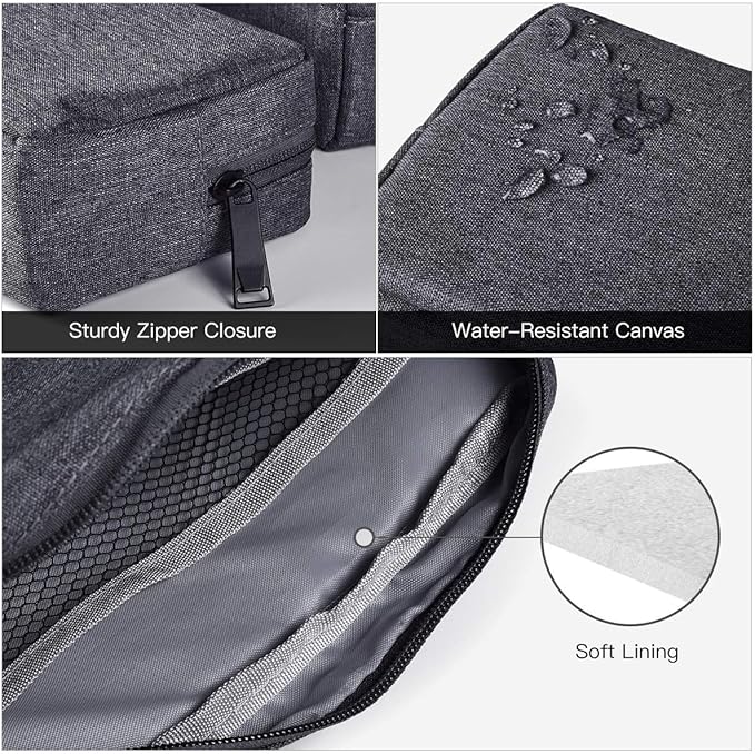 Universal Electronics Accessories Carrying Case, 2PCS Big + Small Portable Storage Pouch, Cosmetic Bag, Cable Organizer Compatible Hard Drive, Mouse, Power Bank, Adapter, Cellphone, Space Gray - Image 4