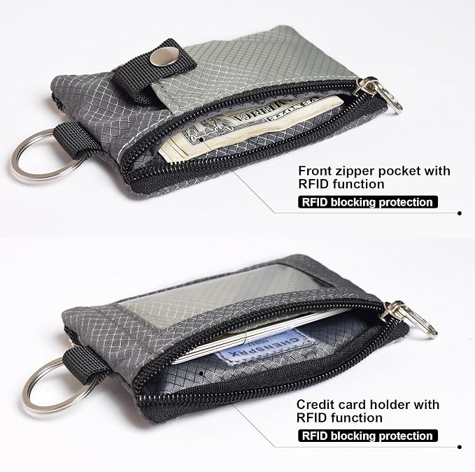 CHENSPRX Minimalist RFID Blocking Small Wallet with ID Window,WaterResistant Zip Id Case Wallet with Lanyard Keychain for Cards,Cash,Travel,Women,Men - Image 4